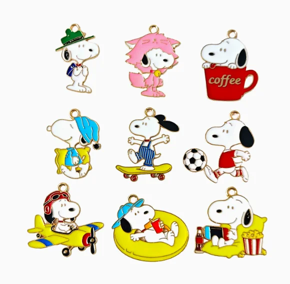 10 Pcs Alloy Cartoon Dog Charm Pendant For Jewelry DIY Bracelet Earrings Decorative Material Accessories