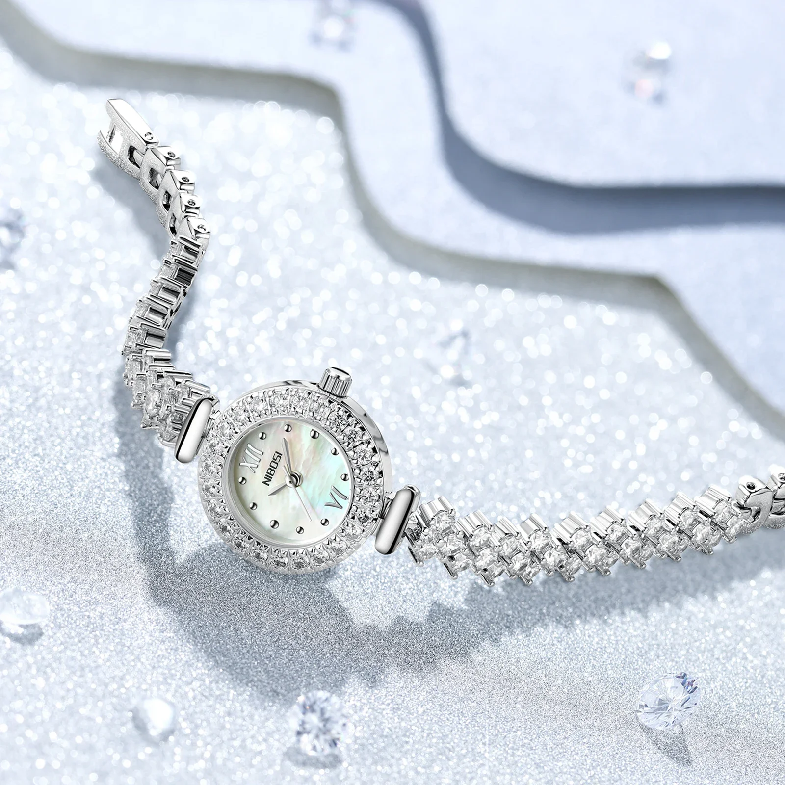 NIBOSI nuovi orologi di lusso di marca per donna orologio da polso in acciaio inossidabile con diamanti orologio da donna al quarzo impermeabile reloj mujer