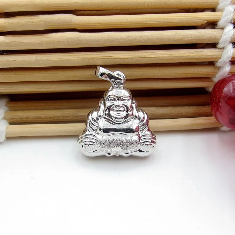 

Real Pure Platinum 950 Men Women Lucky Glossy Satin Sand Buddha Small Pendant 1.6g