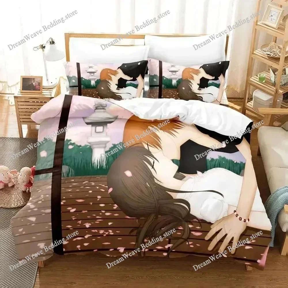 Home Textile Cartoons Personality Fruits Basket Cover Duvet Cover Pillow Case Girl Polyester Bedding Set King Queen Twin Size