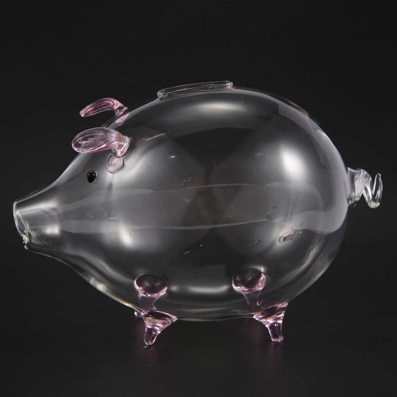 3X Pig Piggy Bank Money Boxes Coin Saving Box Cute Transparent Glass Souvenir Birthday Gift For Children Kids-Pink