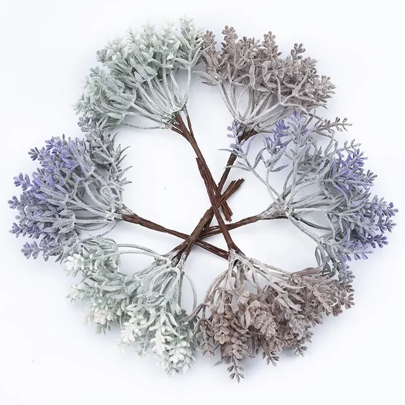

6PCS Artificial Plastic Flowers Christmas Decorations for Wedding Party Fake Plants Gifts Box Diy Wreath Scrapbooking Floral