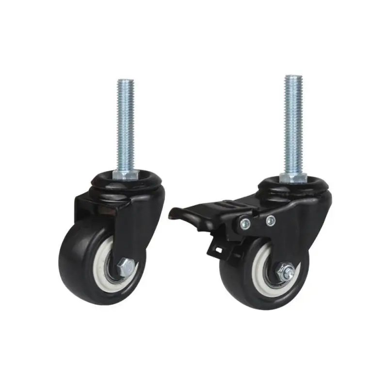 

4pcs 2 Inch Swivel Caster M8/M10/M12 Screw 60 Extended Screw Brake Polyurethane Double Bearing Universal Wheel