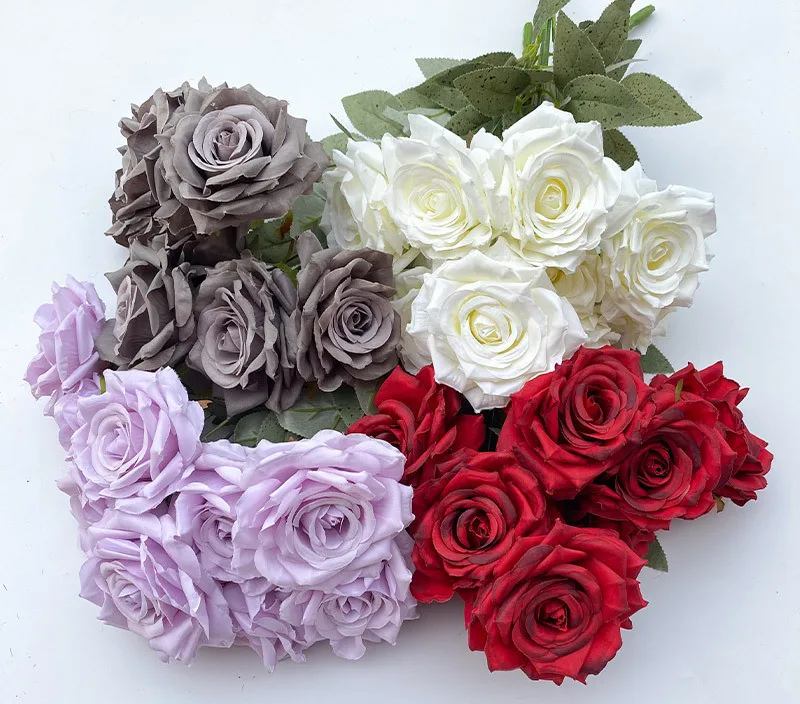 

Cost-effective total length 45cm 9-head diamond rose bunch roses bouquet flores artificial flowers in bulk