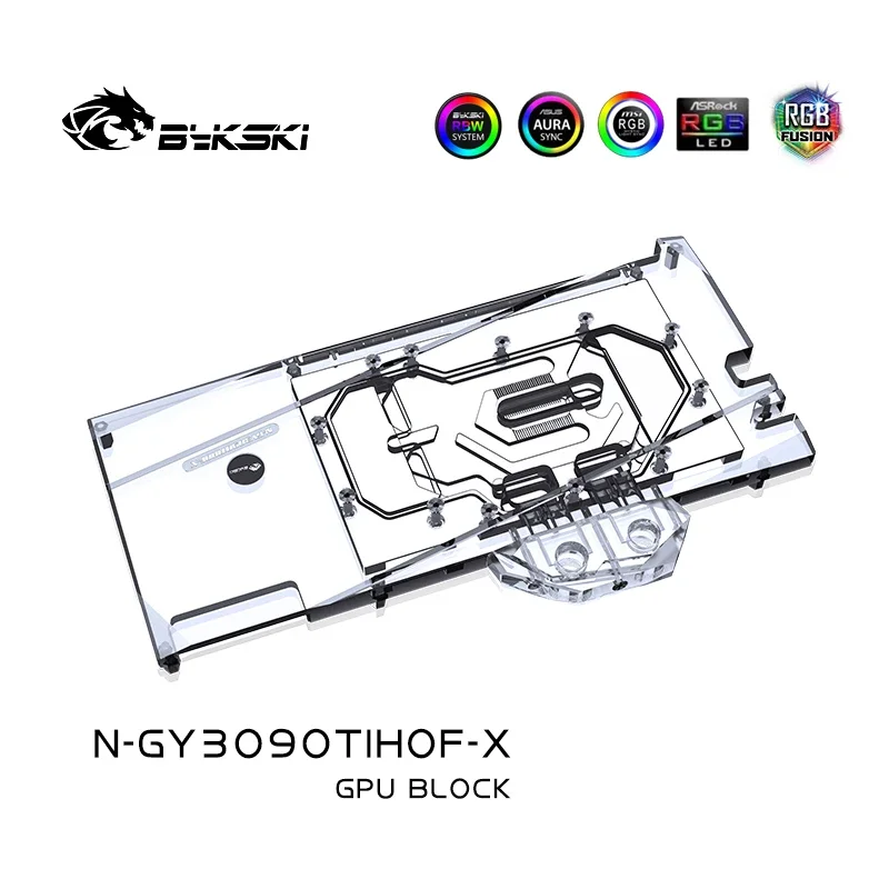 Bykski GPU Water Cooling Block Use for GALAX RTX3090TI HOF OC Lab Video Card/Copper Radiator/Backplate RGB AURA N-GY3090TIHOF-X