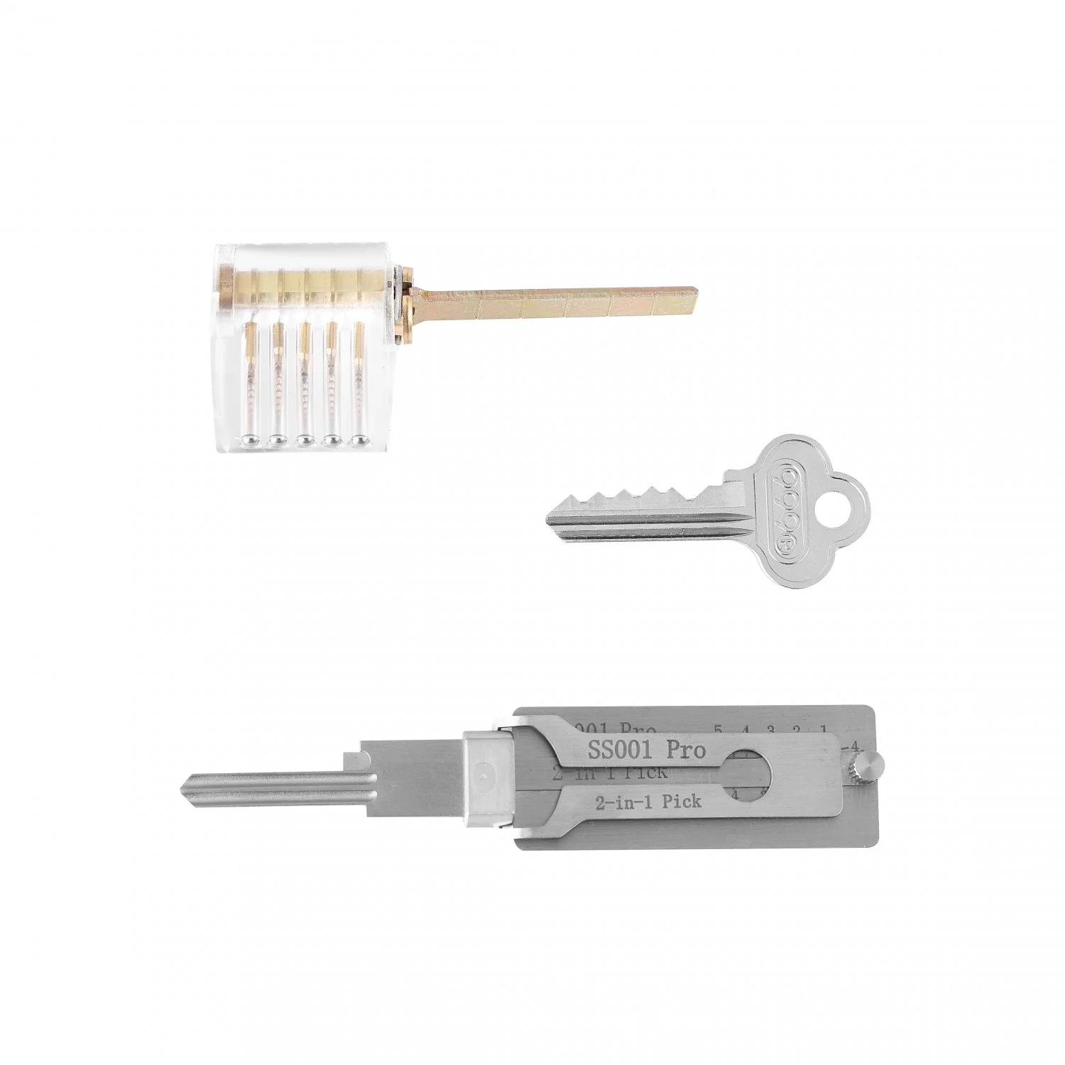 Lishi 2-in-1 Civilian Lock+1pcs Practice Lock Brass Transparent Lock SS001 SS002 SC1 KW1 Suitable for Beginners Training Kit
