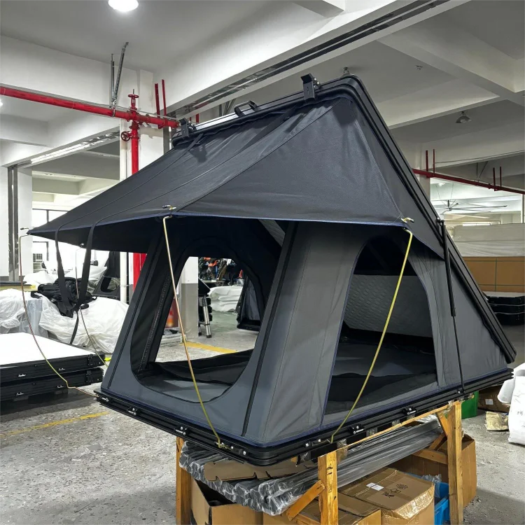 WildCloud Automatic Rooftop Tent Waterproof 320GSM Canvas Hard Shell Triangle Type Car Roof Top Tent for Outdoor Camping