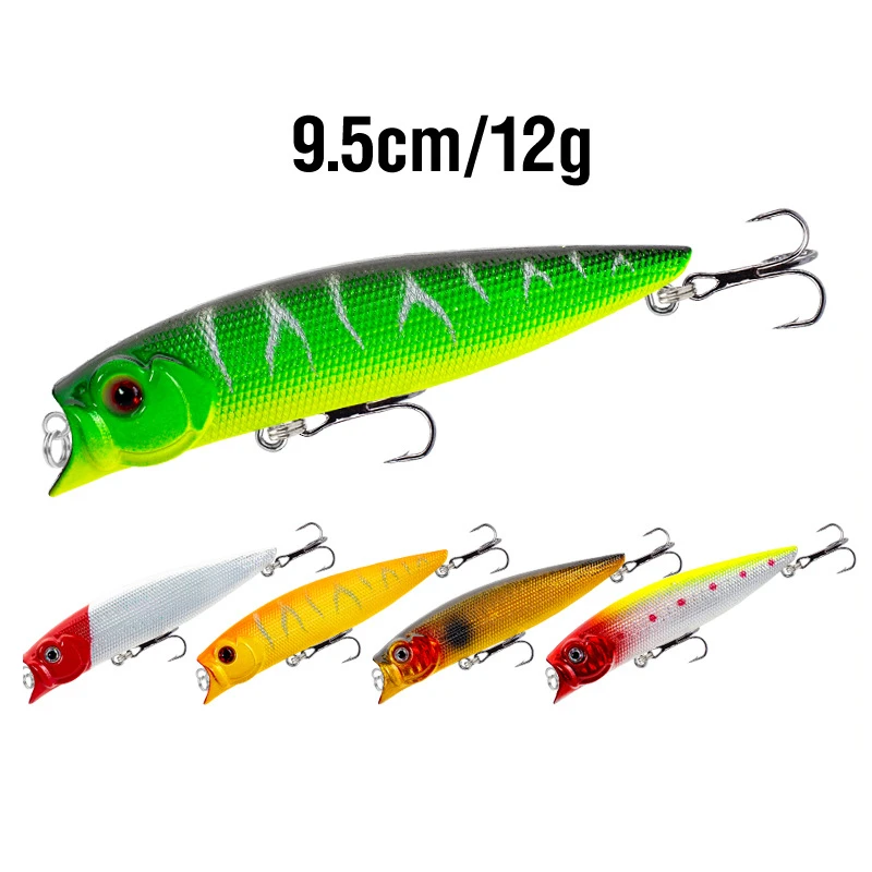 

10 шт. приманок для поверхностной рыбалки с использованием волновых приманок, 9,5 см/12 г, приманка для дальнего заброса, шумная искусственная приманка для пресной и соленой воды.