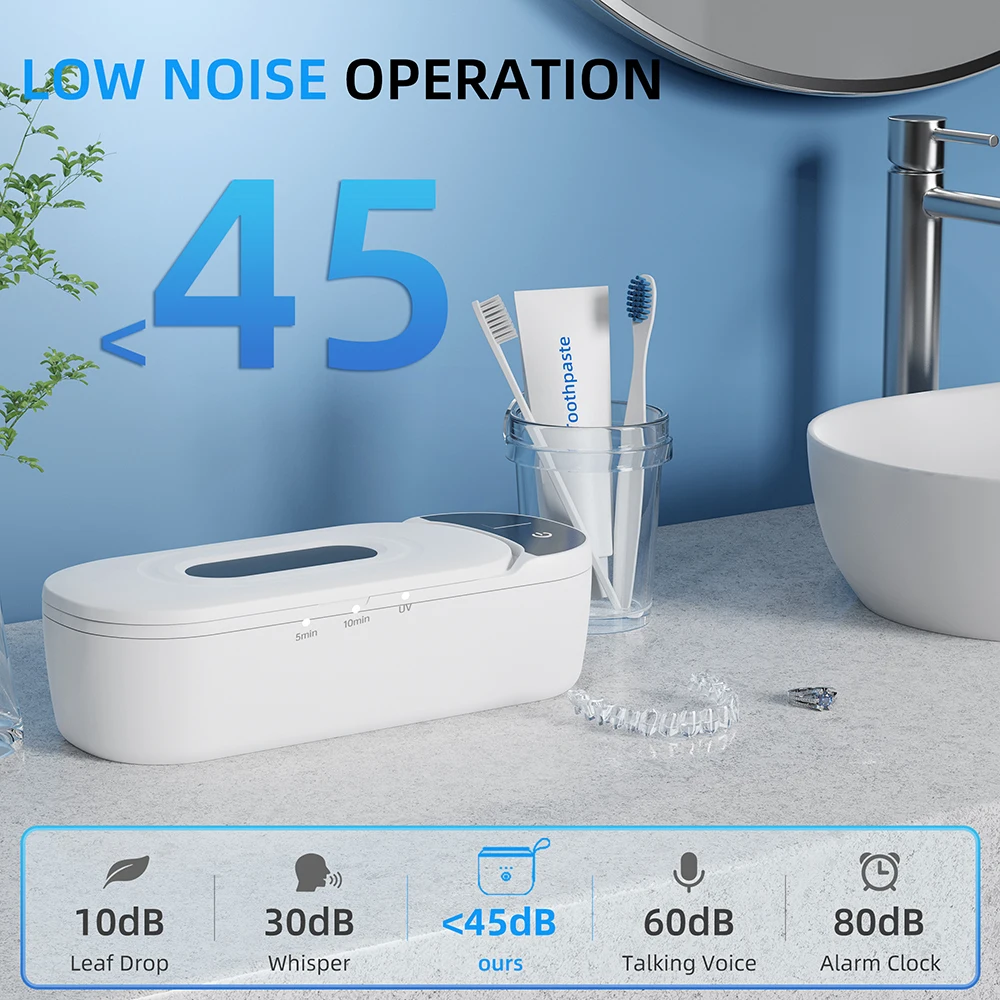 KUNPHY Leistungsstarker Reiniger 400ML 24W 48kHz Dental Ultraschall Schneller UV-Sauberer Schmuck Schmuck Einstellbare Reinigungsmaschine Haushalt