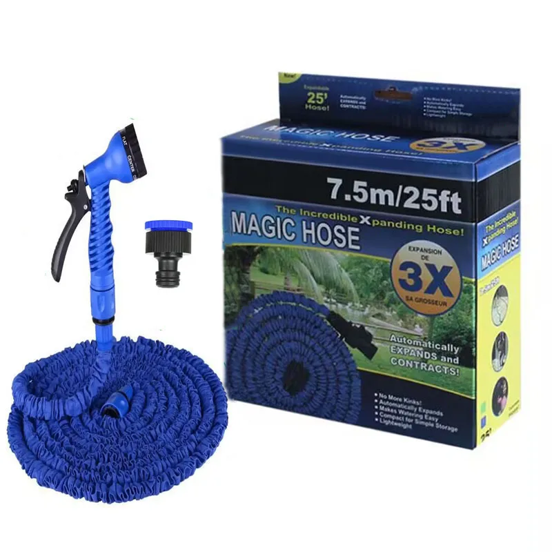 25ft/50ft/100ft Extendable Garden Hose with 7-function Nozzle, Suitable for Gardening and Car Washing, Expandable Up To 3x