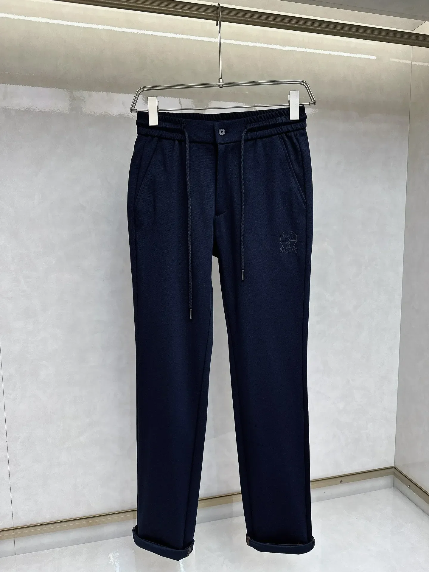 DIKU-Pantalones finos de algodón para hombre, ropa larga y cómoda con bordado, a la moda, de talla grande, M-4xL, primavera y verano, 2024