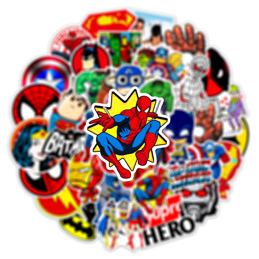 Disney-pegatinas de superhéroes de Marvel para niños, calcomanías de dibujos animados de Los Vengadores, Graffiti, para teléfono, portátil,