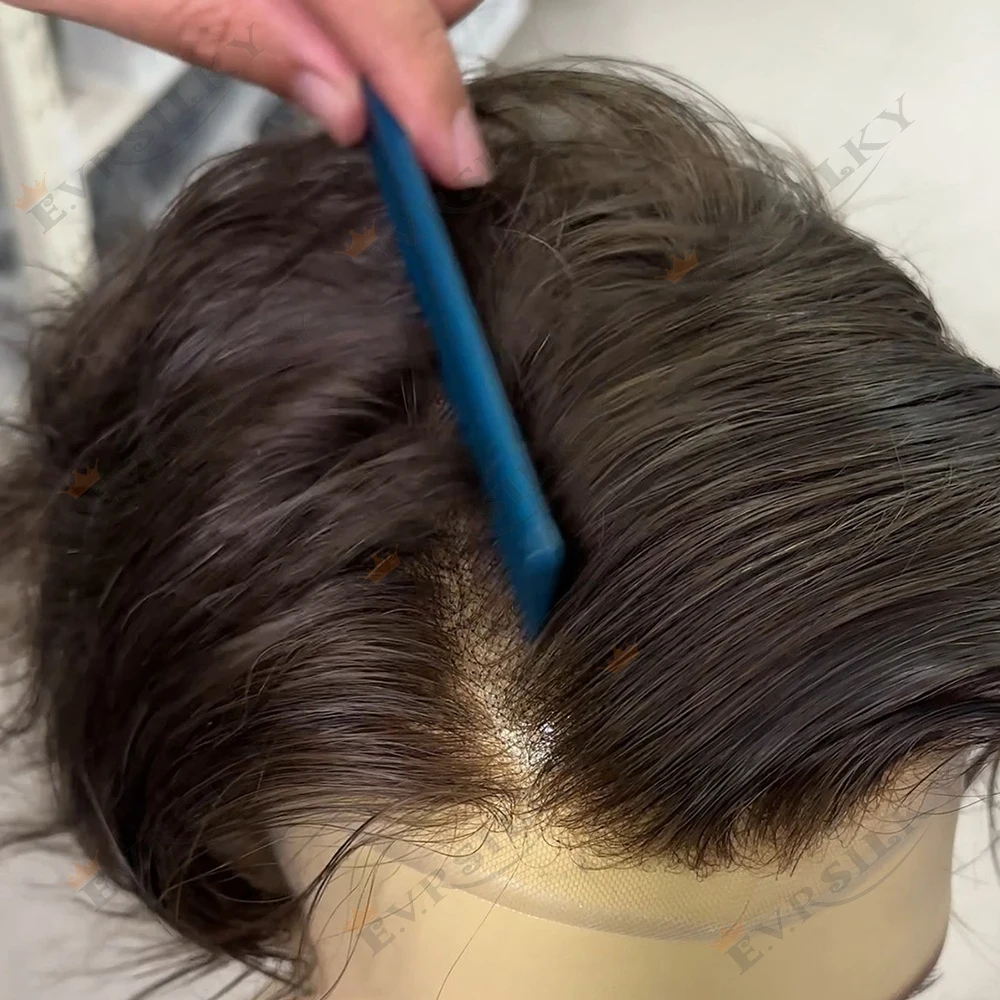 

Пепельно-коричневый блондин, полностью швейцарский кружевной фронтальный парик из искусственной кожи, незаметный мужской парик Q6, серебристо-серый 1B40, супер прочный парик из 100% человеческих волос