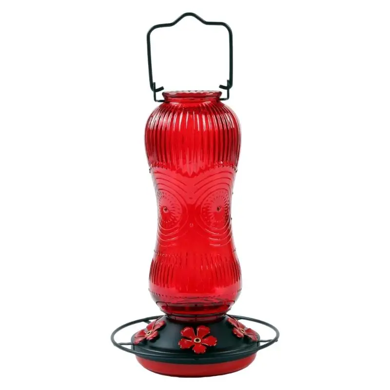 760ml Glass Hummingbird Feeder Large Capacity Outdoor Hanging Water Dispenser With Wide Opening For Easy Maintenances D2RD
