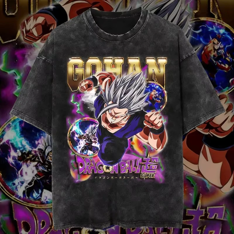 

Dragon Ball Super 2026 OversizedWashed Vintage Gohan Comfortable summer washed T-shirt, loose fit