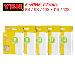 YBN E-Bike Chain 8 9 10 11 12 Speed Electric Sport Bicycle Chains 136 Links Anti-Rust E-Bike Parts With Magic Buckle for Shimano