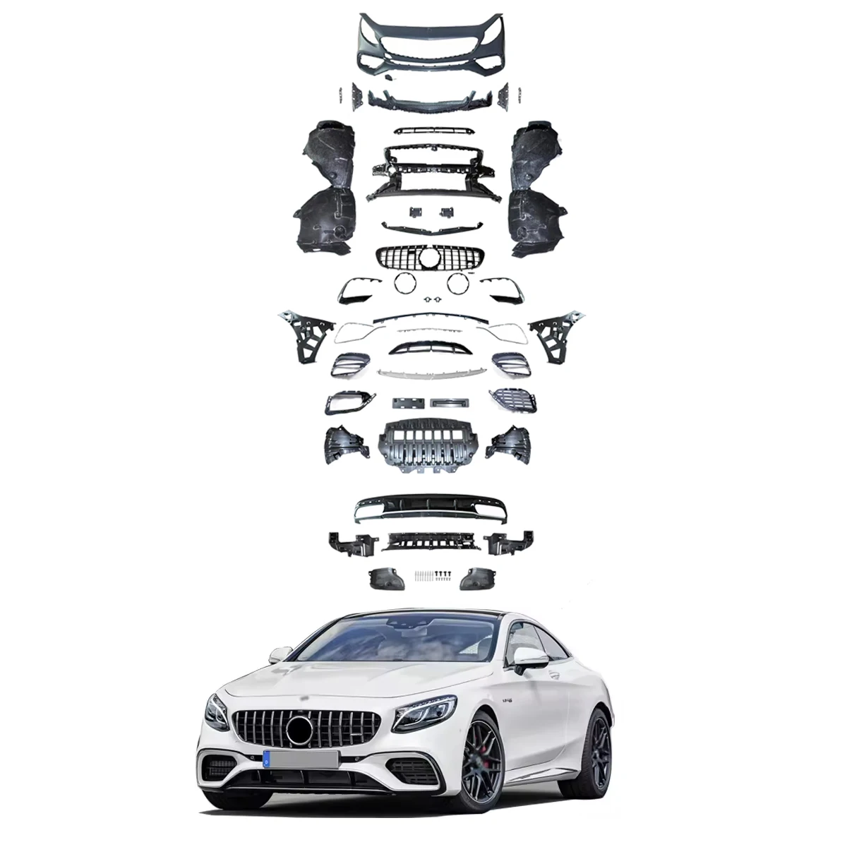 S-Class W217 Coupe 2015+ Upgrade to S63 Style Car Body Kit Full Front Bumper Rear Kit