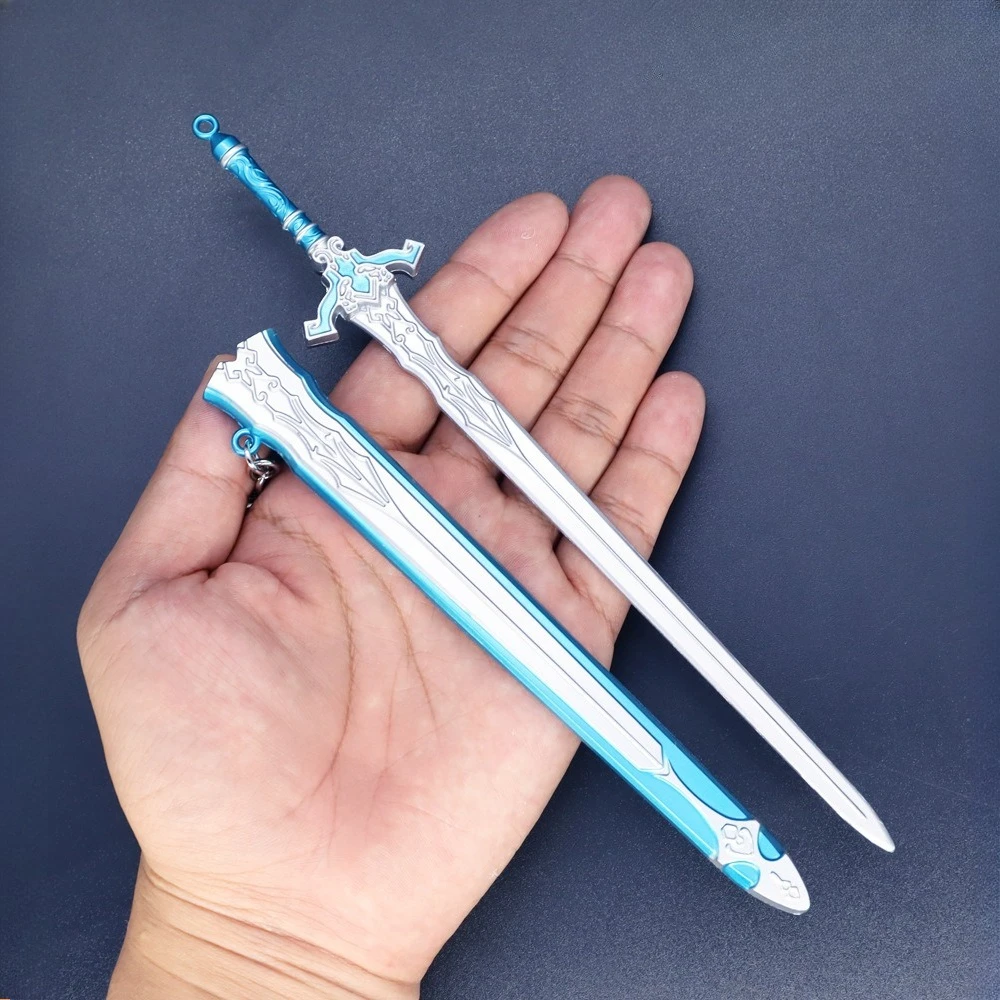 22cm/8.66in Miniature Ancient Sword Cold weapons Model Lingyue Knife Game Peripheral Metal Crafts Desktop Ornament Boy Toy Gift