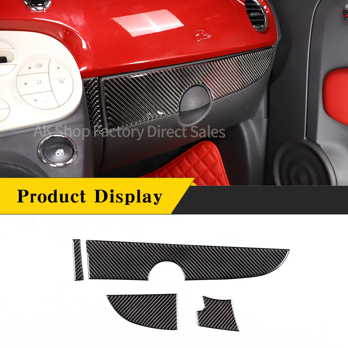 

For Fiat 500 2011-2019 Soft Carbon Fiber Car Central Control Panel Decorative Strip Sticker Protection Car Interior Accessories