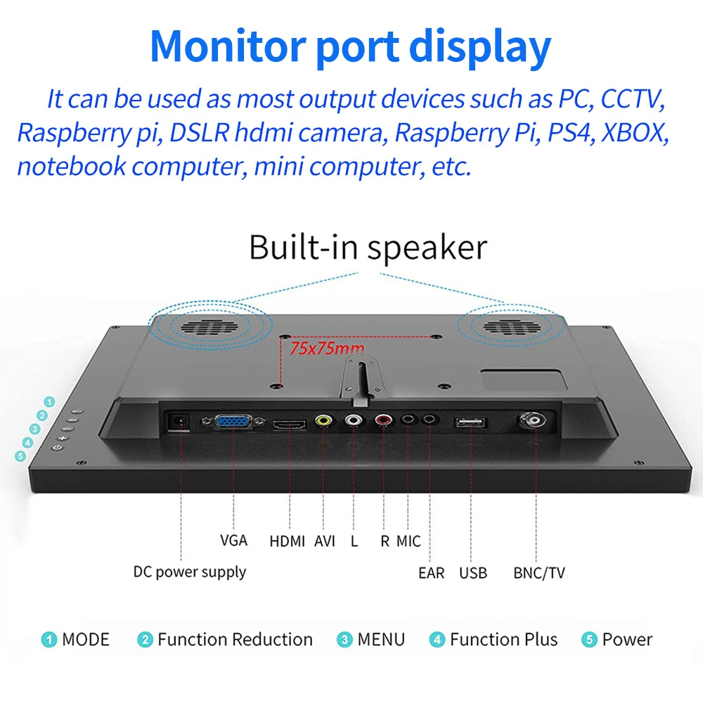 13.3 inch Monitor 1366x768 LED display 10.1/11.6 gaming monitor HDMI/VGA/USB/AV/BNC Input for PC Computer Laptop PS4 Xbox Ras Pi