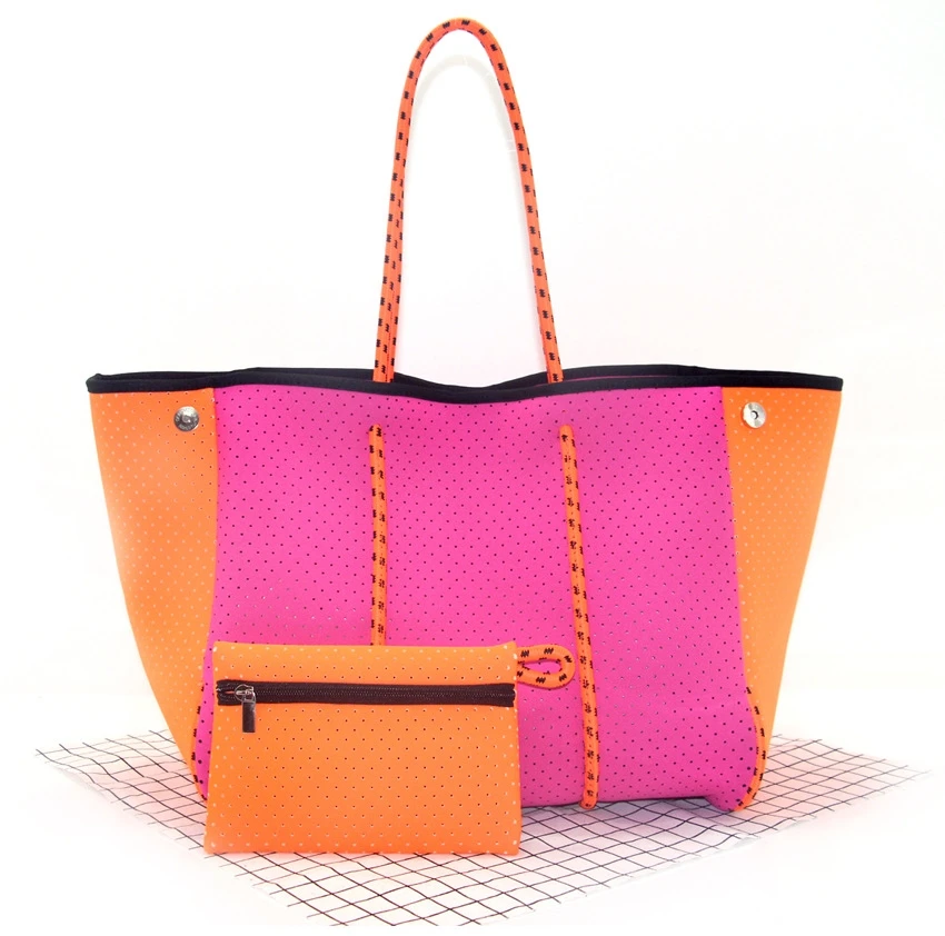 2024 Hotsale borsa Tote grande moda per donna borsa Tote in Neoprene per estate e spiaggia rosa borsa da donna in Neoprene di alta qualità