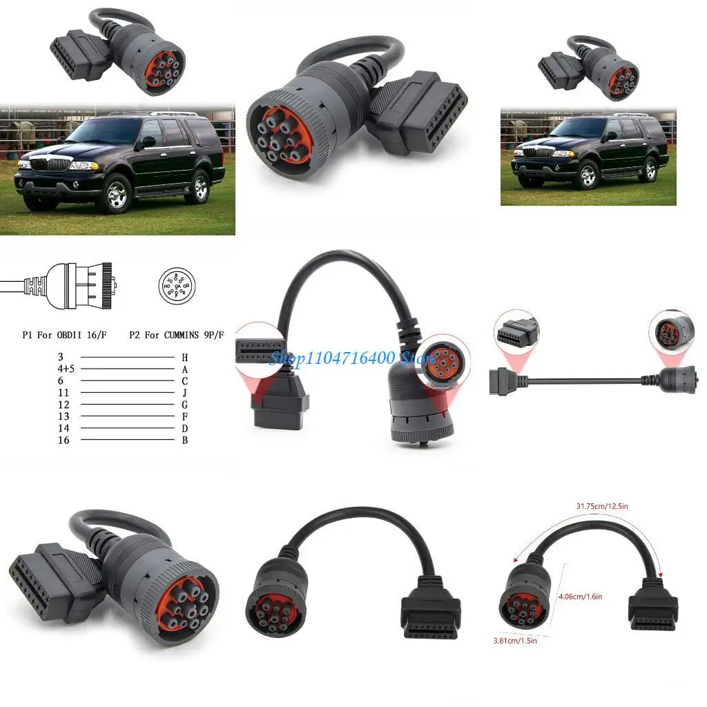 

y1gd тяжелый долг J1939 9PIN до OBD2 16PIN Диагностический адаптер кабель для диагностики грузовиков