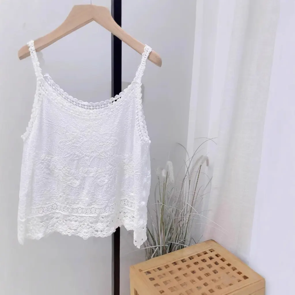

Women's Ethnic Style Sand Wash Cotton Linen Camisole Loose Fit Inner Base Vest for Summer
