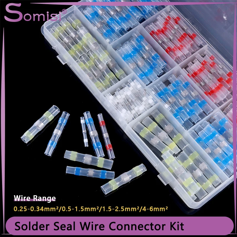 

Solder Seal Wire Connector Boxed 3:1 Heat Shrink Sealed Insulated Butt Splice Terminal Waterproof Butt Connectors Kit