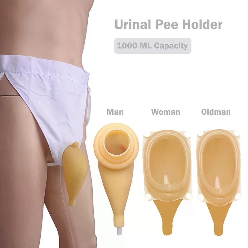 Female Reusable  Bag Urinal Pee Holder Collector Urinary Incontinence Male