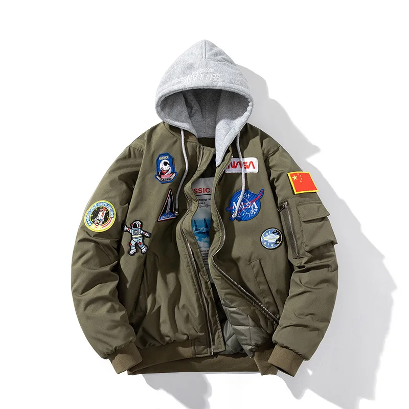 Jaqueta bombardeiro japonesa para jovens masculina, jaqueta piloto bordada, Hip Hop Streetwear, masculino, outono, inverno