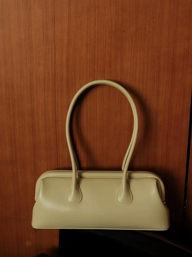 Fashion Retro Long Pillow Tote Bag Genuine Leather Women Bag\Handbag Simple Real Leather Lady Underarm Shoulder Bag