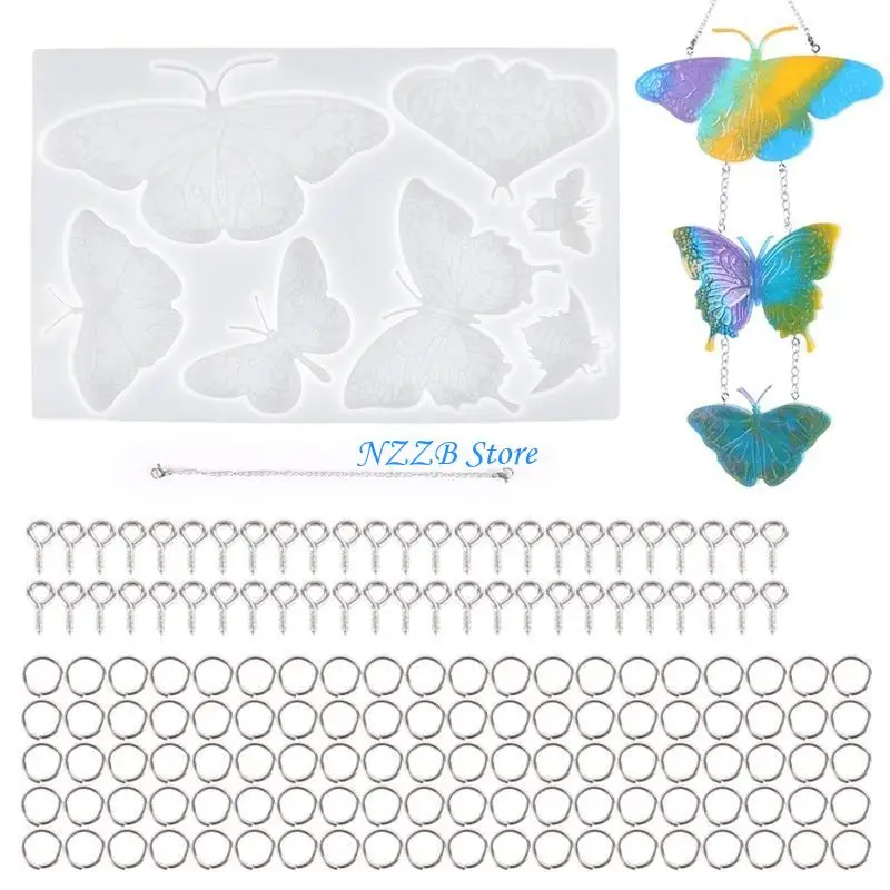 

T21F Wind Mould DIY Molds for Butterfly Wind Chimes Casting Silicone Resin Mold for Pendant Home Decor Wall Hanging