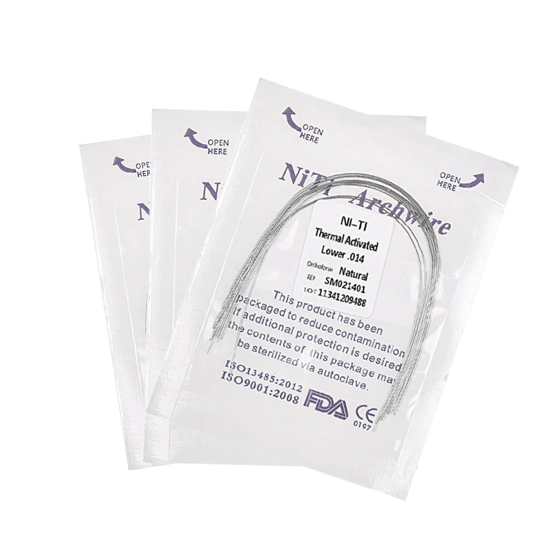 10 Pcs Dental Niti Heat Thermal Activated Archwires Natural Form Orthodontic Arc Round Rectangular Arch Wires for Teeth Braces