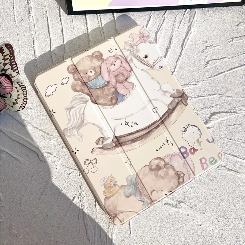 Cartoon Bear Tablet Case For iPad mini 2 3 4 5 6 7th iPad 5 6 9.7inch iPad Air 2019 10.5inch iPad 8th 9th 10.2in 10th 2022 case