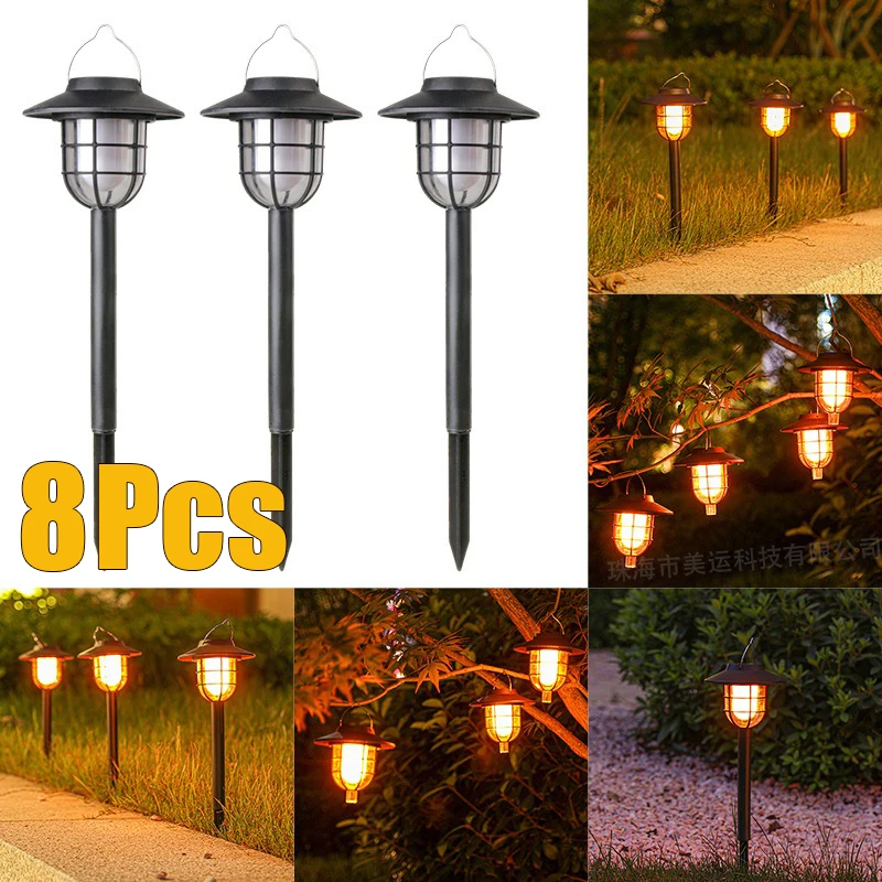 

8Pcs Solar Outdoors Courtyard Lawn Lights LED Villa Gardens Floor Creative Landscape Flame Lamps Halloween Christmas Decorations