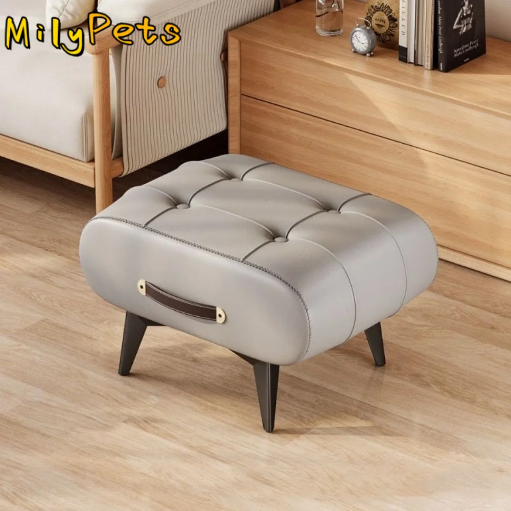 Portable Luxury Leather Stools Multifunctional High-end Small Stool Leather Shoe Bench Decoration