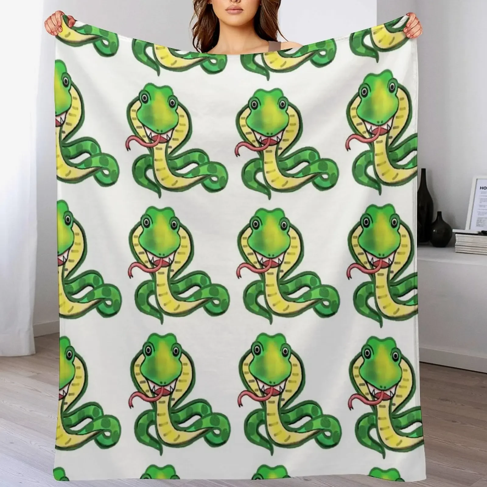 Snake funny reptile cartoon art Throw Blanket Large Custom Personalized Gift Extra Large Throw Blankets