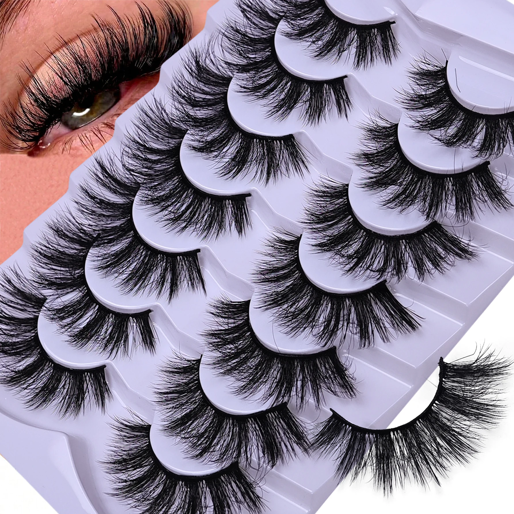 7 أزواج من الرموش الصناعية الرقيقة ثلاثية الأبعاد للرموش الصناعية الدرامية الرموش الصناعية الفوضى رموش سميكة رقيق للاستخدام في المنزل