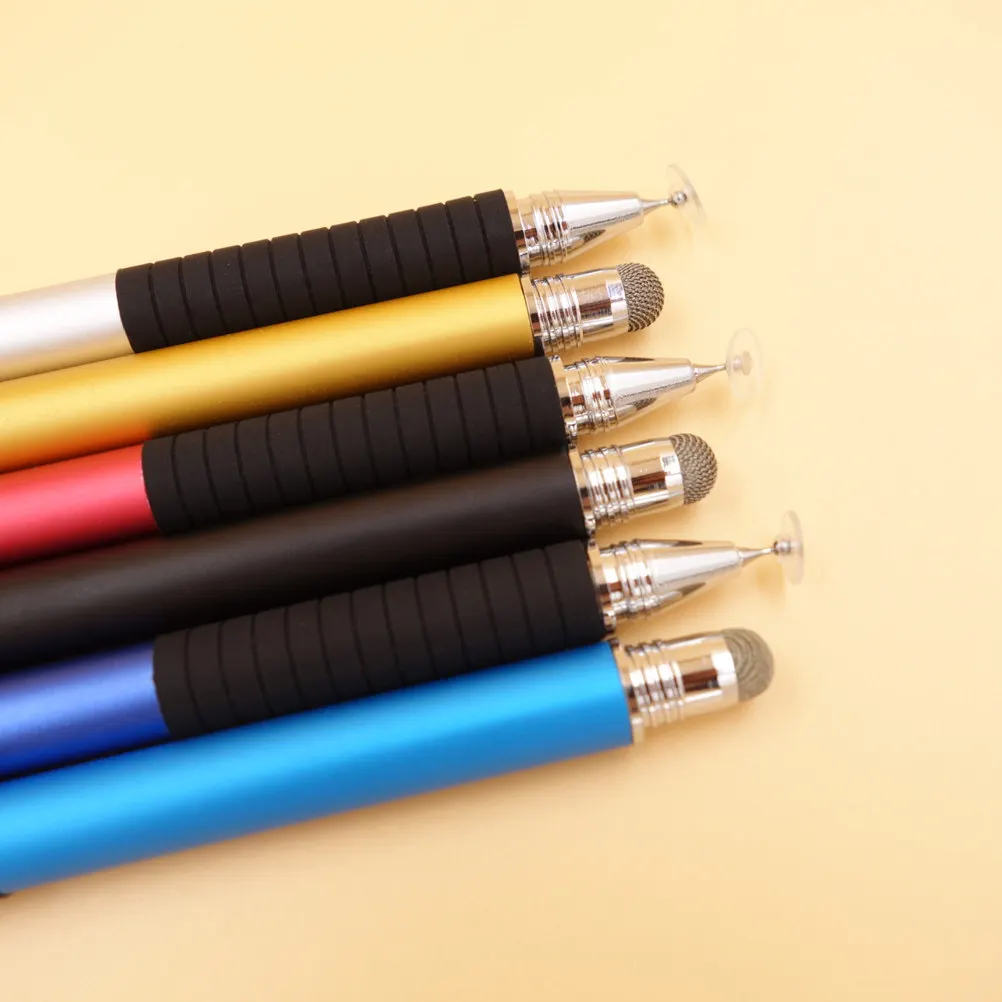 Universal Capacitive Stylus Pen 2 in 1 Dark Blue Disc Fiber Tip Touch Screen Pen for Tablets Cell Phones Drawing Note Taking