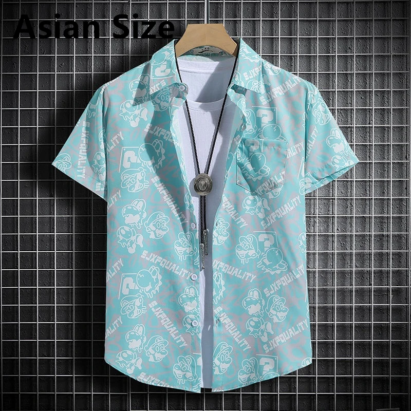 

Fashion Summer Hawaiian Shirts For Men Trendy Holiday Vacation 3D Printed Short Sleeve Blouse Loose Breathable Streetwear Shirt