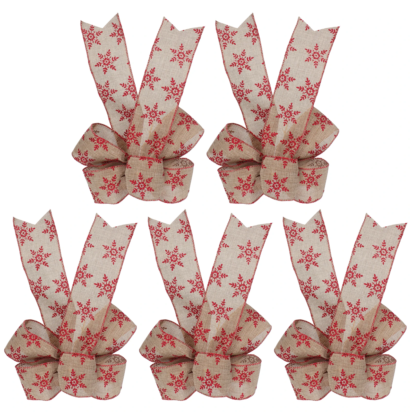 

5pcs Burlap Snowflake Bows Fishtail DIY Craft Decorations Gifts Wrapping Holiday Supplies Ornament Accessories