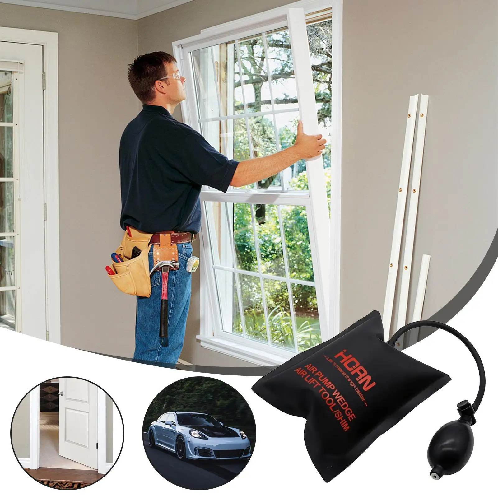 Air Wedge Car Window Alignment Inflatable Pump Bag Auto Door Air Wedge For Sedan Automotive SUV RV Home Garage Workshop Outdoor