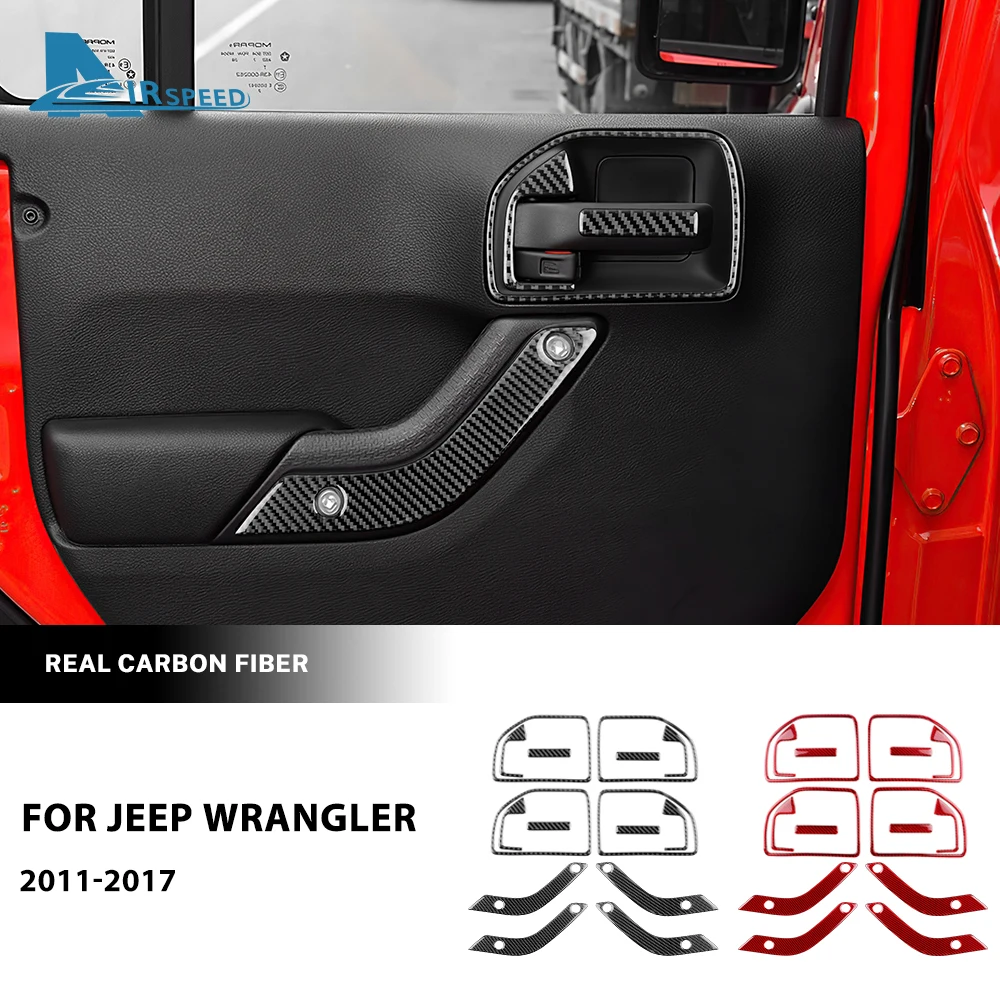 

Real Soft Carbon Fiber Sticker For Jeep Wrangler JK JKU 2011 2012 2013 2014 2015 2016 2017 Car Interior Door Handle Panel Trim