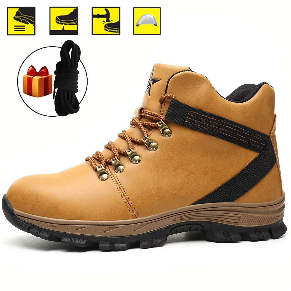 Mens Work Sneakers Protective Shoes Safety Industrial Puncture-Proof Anti-smash Steel Toe Shoes Indestructible Waterproof Boots