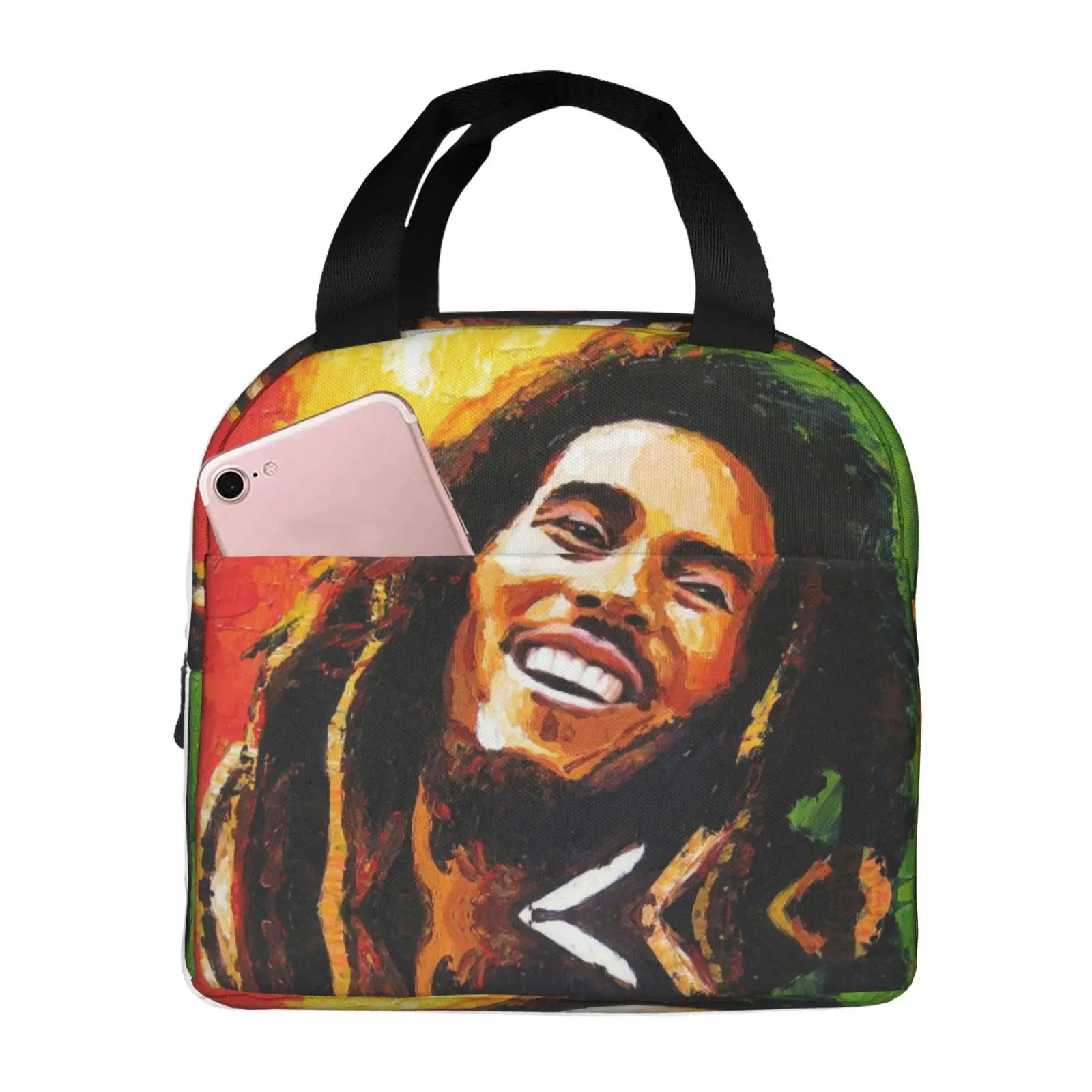 Bob Marley Lunch Bags Large Insulated Lunch Bag for Women Men Reusable Cooler Tote Bags For Boys Girls Travel Picnic Work Picnic