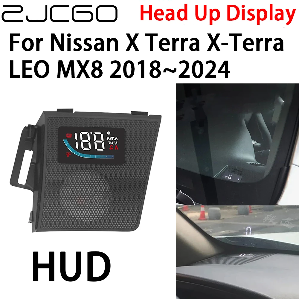 

ZJCGO Car HUD Head Up Display Speedometer Projector Alarm Electronic Accessories for Nissan X Terra X-Terra LEO MX8 2018~2024