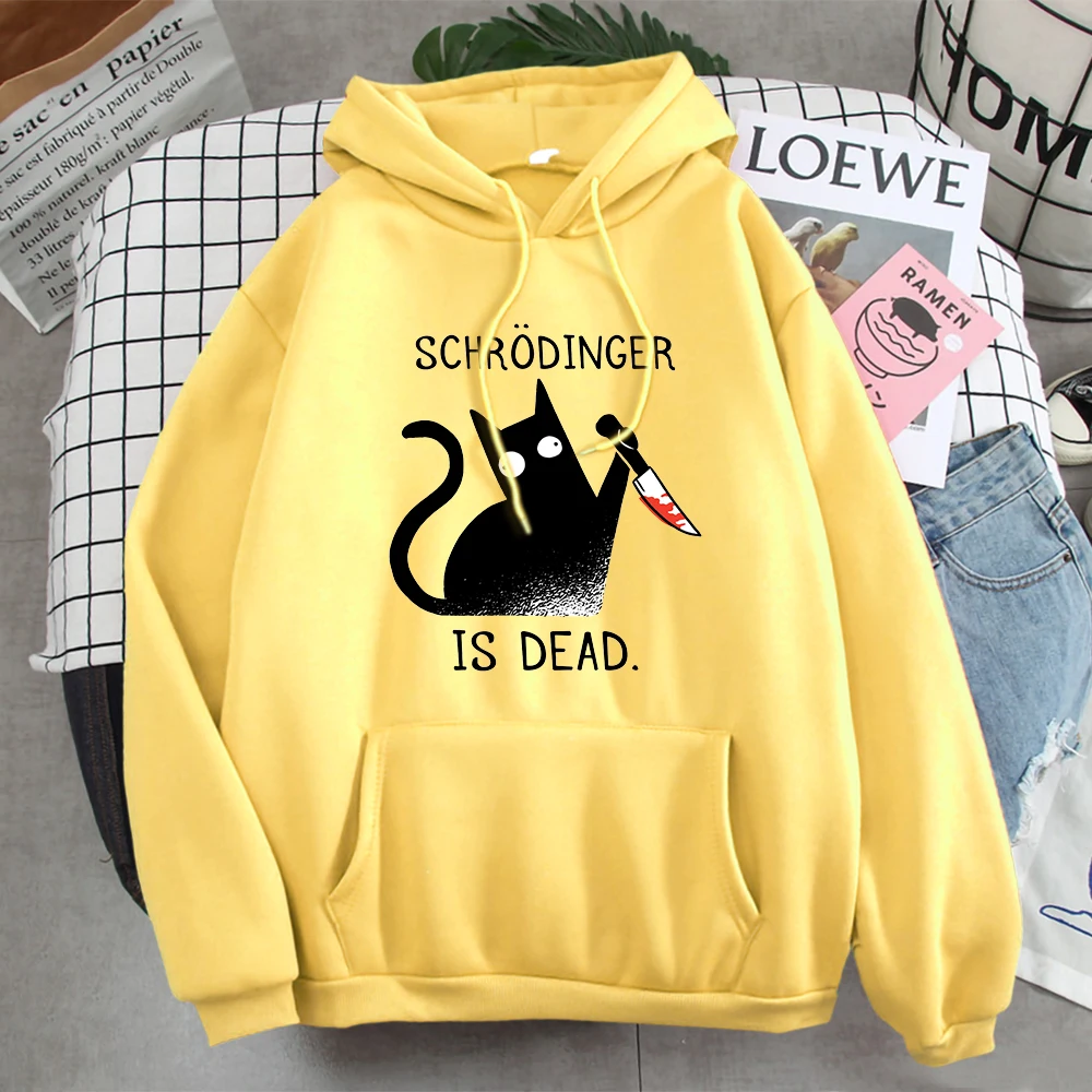 Sweatshirts Schrodinger Is Dead Black Cat Men Hoody Long Sleeve Punk Harajuku Men's Hoodie Street Korean Hoodies Rock Clothing