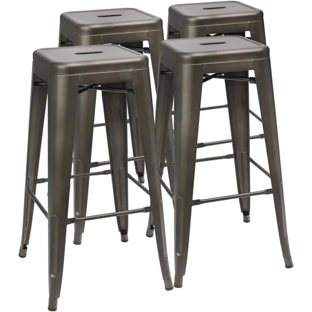 Furmax 30 Inches Metal Bar Stools Bar Height High Backless Stools Indoor Outdoor Stackable Kitchen Stools Set of 4