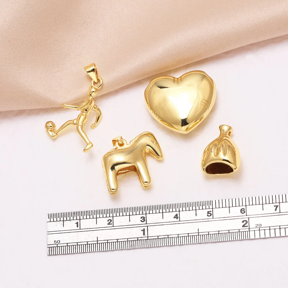 OCESRIO Polish Balloon Heart Pendant for Necklace Copper Gold Plated Football Horse Handmade Jewelry Making Supplies pdta231