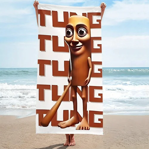 Imagen 1 del producto Meme divertido italiano Tungtung Sahur diseño patrón toalla de natación verano playa Camping piscina artículos esenciales de viaje